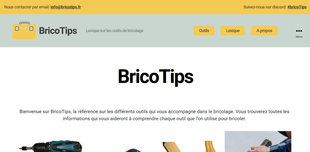 page d'accueil du site Brico Tips