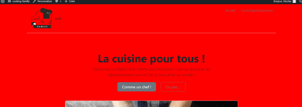 page d'accueil du site Cooking family