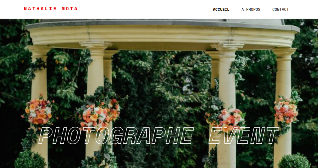 page d'accueil du site de la photographe Nathalie Mota