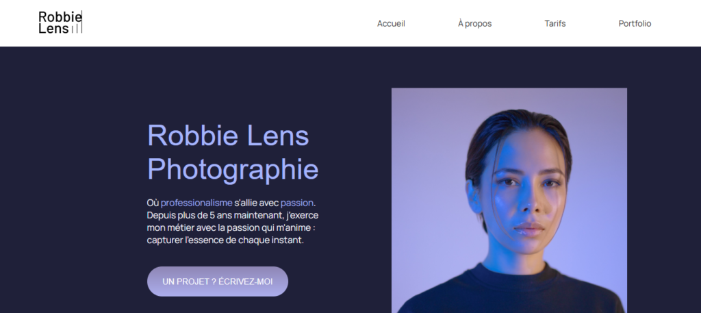 page d'accueil du site du photographe Robbie Lens